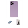 MARSİLYAN™- iPhone 12 Pro Max Kılıf Çekirdek Modern Serisi - Siyah Bilvis Hayalet Cam Ekran Koruyucu + Shine Kamera Lens Koruma Cam - PE