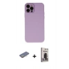 MARSİLYAN™- iPhone 12 Pro Max Kılıf Çekirdek Modern Serisi - Siyah Bilvis Hayalet Cam Ekran Koruyucu + Renkli Kamera Lens Koruma Cam - SI