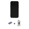 MARSİLYAN™- iPhone 12 Pro Max Kılıf Çekirdek Modern Serisi - Siyah Bilvis Hayalet Cam Ekran Koruyucu + Renkli Kamera Lens Koruma Cam - TU