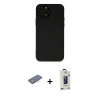 MARSİLYAN™- iPhone 12 Pro Max Kılıf Çekirdek Modern Serisi - Siyah Bilvis Hayalet Cam Ekran Koruyucu + Renkli Kamera Lens Koruma Cam - PE