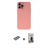 MARSİLYAN™- iPhone 12 Pro Max Kılıf Çekirdek Modern Serisi - Siyah Bilvis Hayalet Cam Ekran Koruyucu + Renkli Kamera Lens Koruma Cam - PE