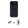 MARSİLYAN™- iPhone 12 Pro Max Kılıf Çekirdek Modern Serisi - Siyah Bilvis Hayalet Cam Ekran Koruyucu + Renkli Kamera Lens Koruma Cam - PE