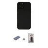 MARSİLYAN™- iPhone 12 Pro Max Kılıf Çekirdek Modern Serisi - Siyah Bilvis Hayalet Cam Ekran Koruyucu + Renkli Kamera Lens Koruma Cam - PE