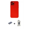 MARSİLYAN™- iPhone 12 Pro Max Kılıf Çekirdek Modern Serisi - Siyah Bilvis Hayalet Cam Ekran Koruyucu + Renkli Kamera Lens Koruma Cam - MI