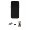 MARSİLYAN™- iPhone 12 Pro Max Kılıf Çekirdek Modern Serisi - Siyah Bilvis Hayalet Cam Ekran Koruyucu + Renkli Kamera Lens Koruma Cam - SI