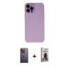 MARSİLYAN™- iPhone 12 Pro Max Kılıf Çekirdek Modern Serisi - Siyah Bilvis Hayalet Cam Ekran Koruyucu + Sarı Neon Fosforlu Kamera Lens