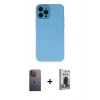 MARSİLYAN™- iPhone 12 Pro Max Kılıf Çekirdek Modern Serisi - Siyah Bilvis Hayalet Cam Ekran Koruyucu + Sarı Neon Fosforlu Kamera Lens