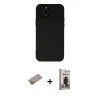 MARSİLYAN™- iPhone 12 Pro Max Kılıf Çekirdek Modern Serisi - Siyah Bilvis Hayalet Cam Ekran Koruyucu + Shine Kamera Lens Koruma Cam - SABE