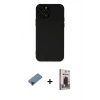 MARSİLYAN™- iPhone 12 Pro Max Kılıf Çekirdek Modern Serisi - Siyah Bilvis Hayalet Cam Ekran Koruyucu + Shine Kamera Lens Koruma Cam - SH