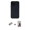 MARSİLYAN™- iPhone 12 Pro Max Kılıf Çekirdek Modern Serisi - Siyah Bilvis Hayalet Cam Ekran Koruyucu + Shine Kamera Lens Koruma Cam - SABE