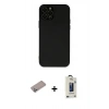 MARSİLYAN™- iPhone 12 Pro Max Kılıf Çekirdek Modern Serisi - Siyah Bilvis Hayalet Cam Ekran Koruyucu + Shine Kamera Lens Koruma Cam - SABE