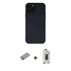 MARSİLYAN™- iPhone 12 Pro Max Kılıf Çekirdek Modern Serisi - Siyah Bilvis Hayalet Cam Ekran Koruyucu + Shine Kamera Lens Koruma Cam - SABE