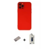 MARSİLYAN™- iPhone 12 Pro Max Kılıf Çekirdek Modern Serisi - Siyah Bilvis Hayalet Cam Ekran Koruyucu + Shine Kamera Lens Koruma Cam - SABE