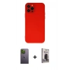 MARSİLYAN™- iPhone 12 Pro Max Kılıf Çekirdek Modern Serisi - Siyah Bilvis Hayalet Cam Ekran Koruyucu + Neon Fosforlu Kamera Lens - YL