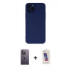 MARSİLYAN™- iPhone 12 Pro Max Kılıf Çekirdek Modern Serisi - Siyah Joko 5D Cam + Neon Fosforlu Kamera Lens - BZ