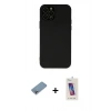 MARSİLYAN™- iPhone 12 Pro Max Kılıf Çekirdek Modern Serisi - Siyah Joko 5D Cam + Gökkuşağı Shine Kamera Lens Koruma Cam