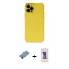 MARSİLYAN™- iPhone 12 Pro Max Kılıf Çekirdek Modern Serisi - Siyah Joko 5D Cam + Gökkuşağı Shine Kamera Lens Koruma Cam