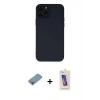 MARSİLYAN™- iPhone 12 Pro Max Kılıf Çekirdek Modern Serisi - Siyah Joko 5D Cam + Gökkuşağı Shine Kamera Lens Koruma Cam
