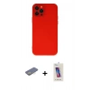 MARSİLYAN™- iPhone 12 Pro Max Kılıf Çekirdek Modern Serisi - Siyah Joko 5D Cam + Renkli Kamera Lens Koruma Cam - SI