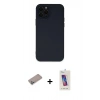 MARSİLYAN™- iPhone 12 Pro Max Kılıf Çekirdek Modern Serisi - Siyah Joko 5D Cam + Shine Kamera Lens Koruma Cam - SABE