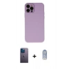 MARSİLYAN™- iPhone 12 Pro Max Kılıf Çekirdek Modern Serisi - Siyah Joko Magic 5D Cam + Mavi Neon Fosforlu Kamera Lens