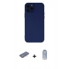 MARSİLYAN™- iPhone 12 Pro Max Kılıf Çekirdek Modern Serisi - Siyah Joko Magic 5D Cam + Mavi Renkli Kamera Lens Koruma Cam