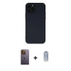 MARSİLYAN™- iPhone 12 Pro Max Kılıf Çekirdek Modern Serisi - Siyah Joko Magic 5D Cam + Neon Fosforlu Kamera Lens - SI