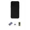 MARSİLYAN™- iPhone 12 Pro Max Kılıf Çekirdek Modern Serisi - Siyah Joko Magic 5D Hayalet Cam + Metal Kamera Lens Koruma Cam - GD
