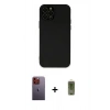 MARSİLYAN™- iPhone 12 Pro Max Kılıf Çekirdek Modern Serisi - Siyah Joko Magic 5D Hayalet Cam + Neon Fosforlu Kamera Lens - TU