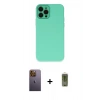 MARSİLYAN™- iPhone 12 Pro Max Kılıf Çekirdek Modern Serisi - Siyah Joko Magic 5D Hayalet Cam + Neon Fosforlu Kamera Lens - SI