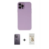 MARSİLYAN™- iPhone 12 Pro Max Kılıf Çekirdek Modern Serisi - Siyah Mat Seramik Nano Ekran Koruyucu + Neon Fosforlu Kamera Lens - BZ