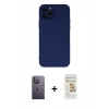 MARSİLYAN™- iPhone 12 Pro Max Kılıf Çekirdek Modern Serisi - Siyah Mat Seramik Nano Ekran Koruyucu + Neon Fosforlu Kamera Lens - BZ