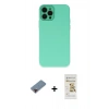 MARSİLYAN™- iPhone 12 Pro Max Kılıf Çekirdek Modern Serisi - Siyah Mat Seramik Nano Ekran Koruyucu + Metal Kamera Lens Koruma Cam - KI