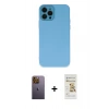 MARSİLYAN™- iPhone 12 Pro Max Kılıf Çekirdek Modern Serisi - Siyah Mat Seramik Nano Ekran Koruyucu + Neon Fosforlu Kamera Lens - SI