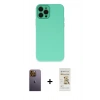 MARSİLYAN™- iPhone 12 Pro Max Kılıf Çekirdek Modern Serisi - Siyah Mat Seramik Nano Ekran Koruyucu + Neon Fosforlu Kamera Lens - SI