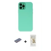MARSİLYAN™- iPhone 12 Pro Max Kılıf Çekirdek Modern Serisi - Siyah Mat Seramik Nano Ekran Koruyucu + Renkli Kamera Lens Koruma Cam - PE
