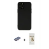 MARSİLYAN™- iPhone 12 Pro Max Kılıf Çekirdek Modern Serisi - Siyah Mat Seramik Nano Ekran Koruyucu + Renkli Kamera Lens Koruma Cam - PE