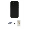 MARSİLYAN™- iPhone 12 Pro Max Kılıf Çekirdek Modern Serisi - Siyah Mat Seramik Nano Ekran Koruyucu + Renkli Kamera Lens Koruma Cam - MI