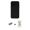 MARSİLYAN™- iPhone 12 Pro Max Kılıf Çekirdek Modern Serisi - Siyah Mat Seramik Nano Ekran Koruyucu + Renkli Kamera Lens Koruma Cam - SI