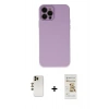 MARSİLYAN™- iPhone 12 Pro Max Kılıf Çekirdek Modern Serisi - Siyah Mat Seramik Nano Ekran Koruyucu + Shine Kamera Lens - GD