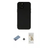 MARSİLYAN™- iPhone 12 Pro Max Kılıf Çekirdek Modern Serisi - Siyah Mat Seramik Nano Ekran Koruyucu + Shine Kamera Lens Koruma Cam - PE