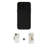 MARSİLYAN™- iPhone 12 Pro Max Kılıf Çekirdek Modern Serisi - Siyah Mat Seramik Nano Ekran Koruyucu + Shine Kamera Lens - GD
