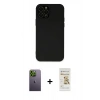 MARSİLYAN™- iPhone 12 Pro Max Kılıf Çekirdek Modern Serisi - Siyah Mat Seramik Nano Ekran Koruyucu + Neon Fosforlu Kamera Lens - YL