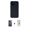 MARSİLYAN™- iPhone 12 Pro Max Kılıf Çekirdek Modern Serisi - Siyah Mat Seramik Nano Ekran Koruyucu + Neon Fosforlu Kamera Lens - YL