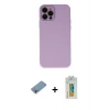 MARSİLYAN™- iPhone 12 Pro Max Kılıf Çekirdek Modern Serisi - Siyah Polymer Nano Ekran Koruyucu + Gökkuşağı Shine Kamera Lens Koruma Cam