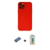 MARSİLYAN™- iPhone 12 Pro Max Kılıf Çekirdek Modern Serisi - Siyah Polymer Nano Ekran Koruyucu + Shine Kamera Lens Koruma Cam - GD