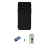 MARSİLYAN™- iPhone 12 Pro Max Kılıf Çekirdek Modern Serisi - Siyah Polymer Nano Ekran Koruyucu + Shine Kamera Lens Koruma Cam - GD