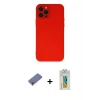 MARSİLYAN™- iPhone 12 Pro Max Kılıf Çekirdek Modern Serisi - Siyah Polymer Nano Ekran Koruyucu + Metal Kamera Lens Koruma Cam - GD