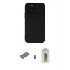 MARSİLYAN™- iPhone 12 Pro Max Kılıf Çekirdek Modern Serisi - Siyah Polymer Nano Ekran Koruyucu + Renkli Kamera Lens Koruma Cam - PE