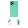 MARSİLYAN™- iPhone 12 Pro Max Kılıf Çekirdek Modern Serisi - Siyah Polymer Nano Ekran Koruyucu + Shine Kamera Lens - GD
